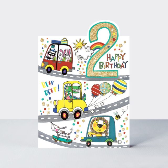 Greeting Card - Rachel Ellen Cherry on Top - Age 2 boy Cars Card by Weirs of Baggot Street