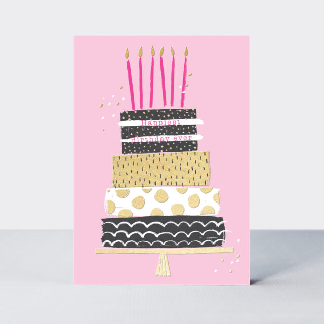 Greeting Card - Rachel Ellen Flamingo - Birthday Cake & Candles Card by Weirs of Baggot Street