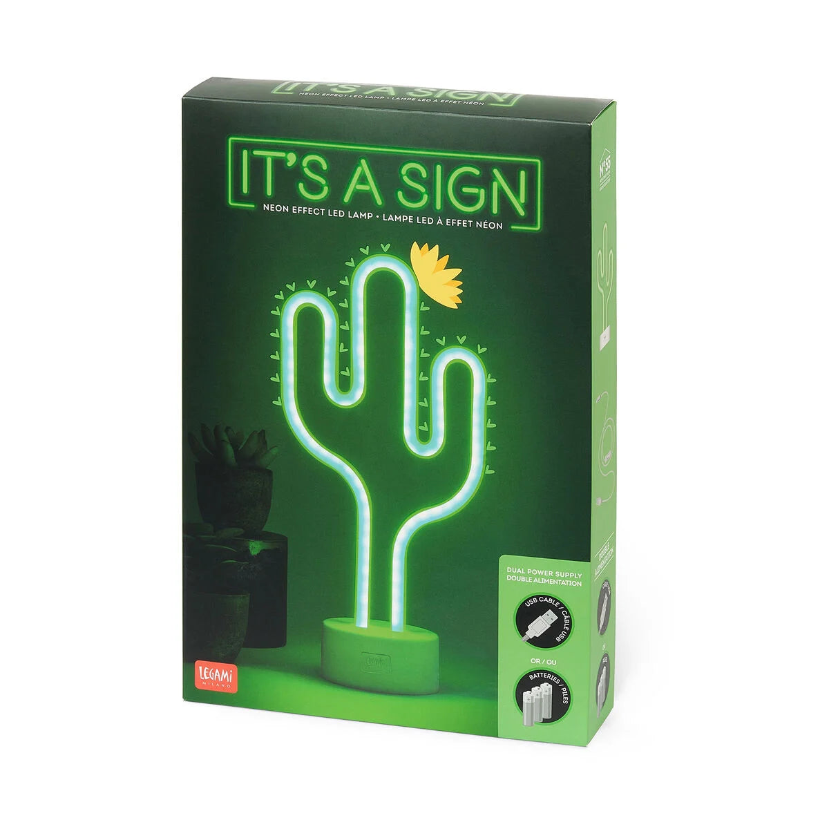 Fab Gifts | Legami Neon LED Sign Cactus by Weirs of Baggot Street