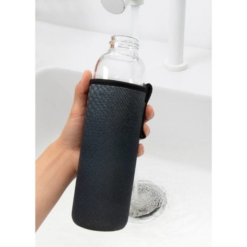 Kikkerland Glass Water Bottle & Sleeve  - Black Snake by Weirs Of Baggot 