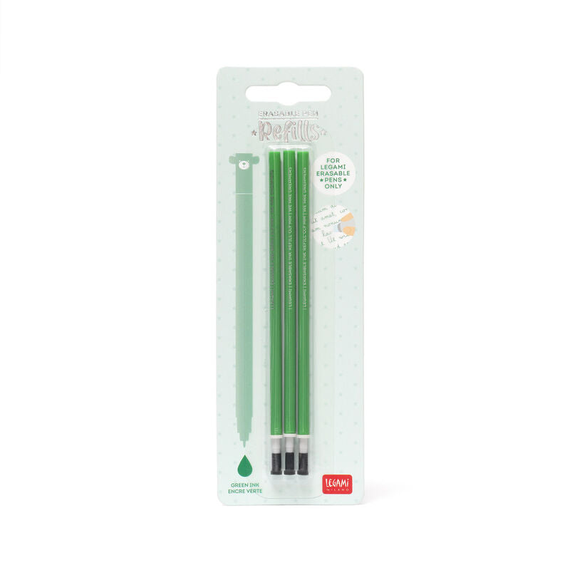 Back to School | Legami Erasable Pen Refills 3Pk - Green by Weirs of Baggot St