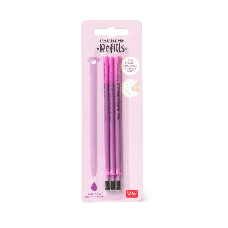 Back to School | Legami Erasable Pen Refills 3Pk - Purple by Weirs of Baggot St