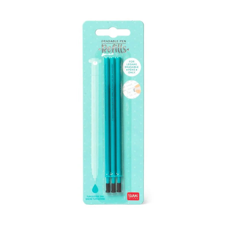 Back to School | Legami Erasable Pen Refills 3Pk - Turquoise by Weirs of Baggot St