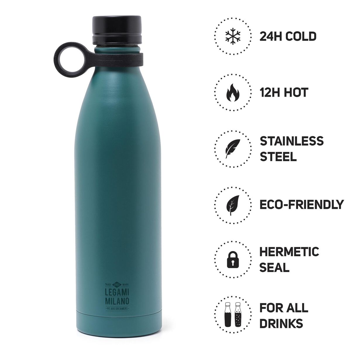 Fab Gifts | Legami Hot&Cold - Vacuum Bottle - 800 Ml - Petrol by Weirs of Baggot Street