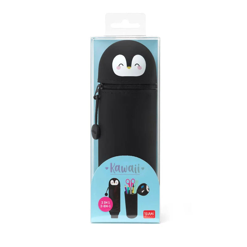 Fab Gifts | Legami Kawaii  2-In-1 Soft Silicone Pencil Case - Penguin by Weirs of Baggot Street