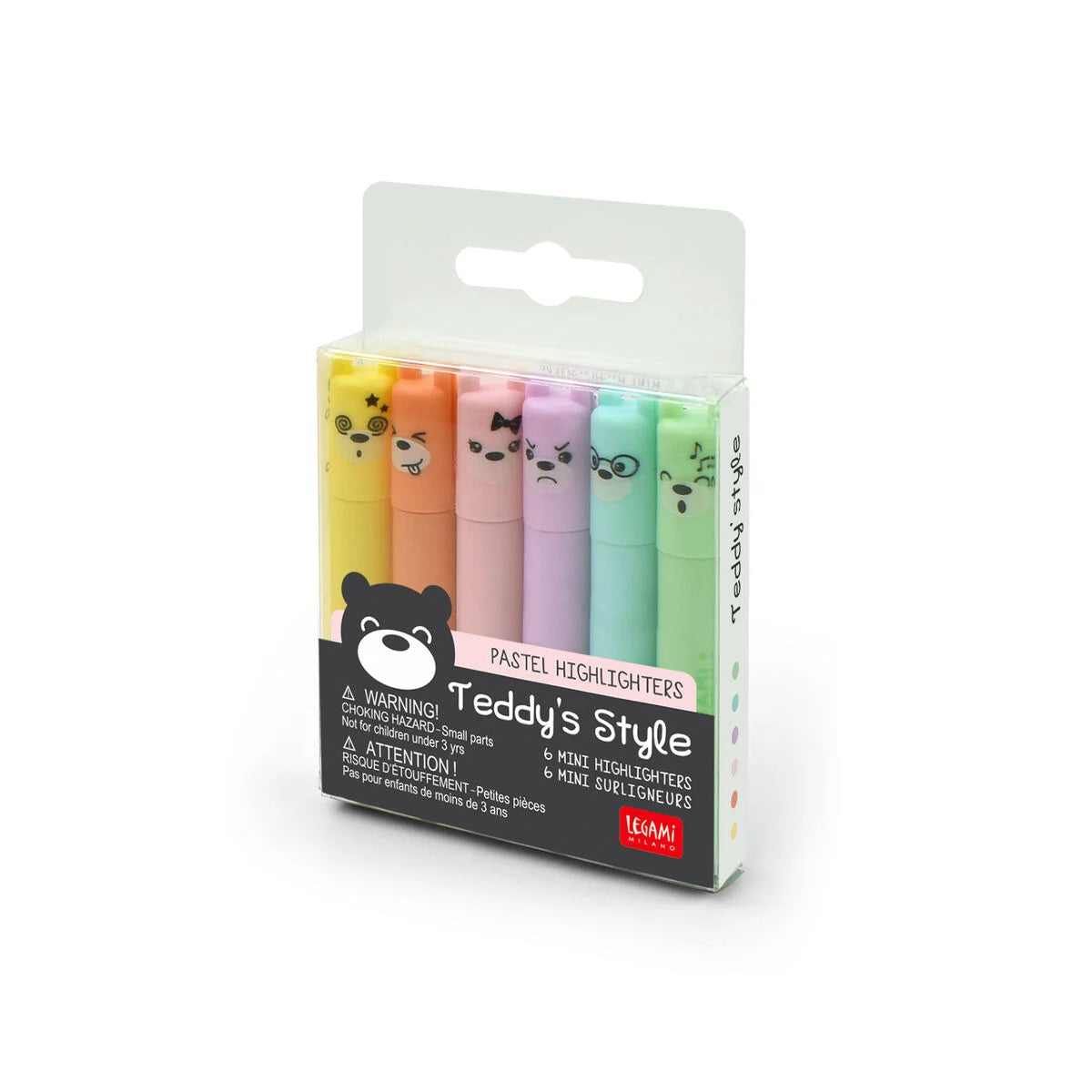 Legami Mini Pastel Highlighters 6Pk Teddys Style by Weirs of Baggot St