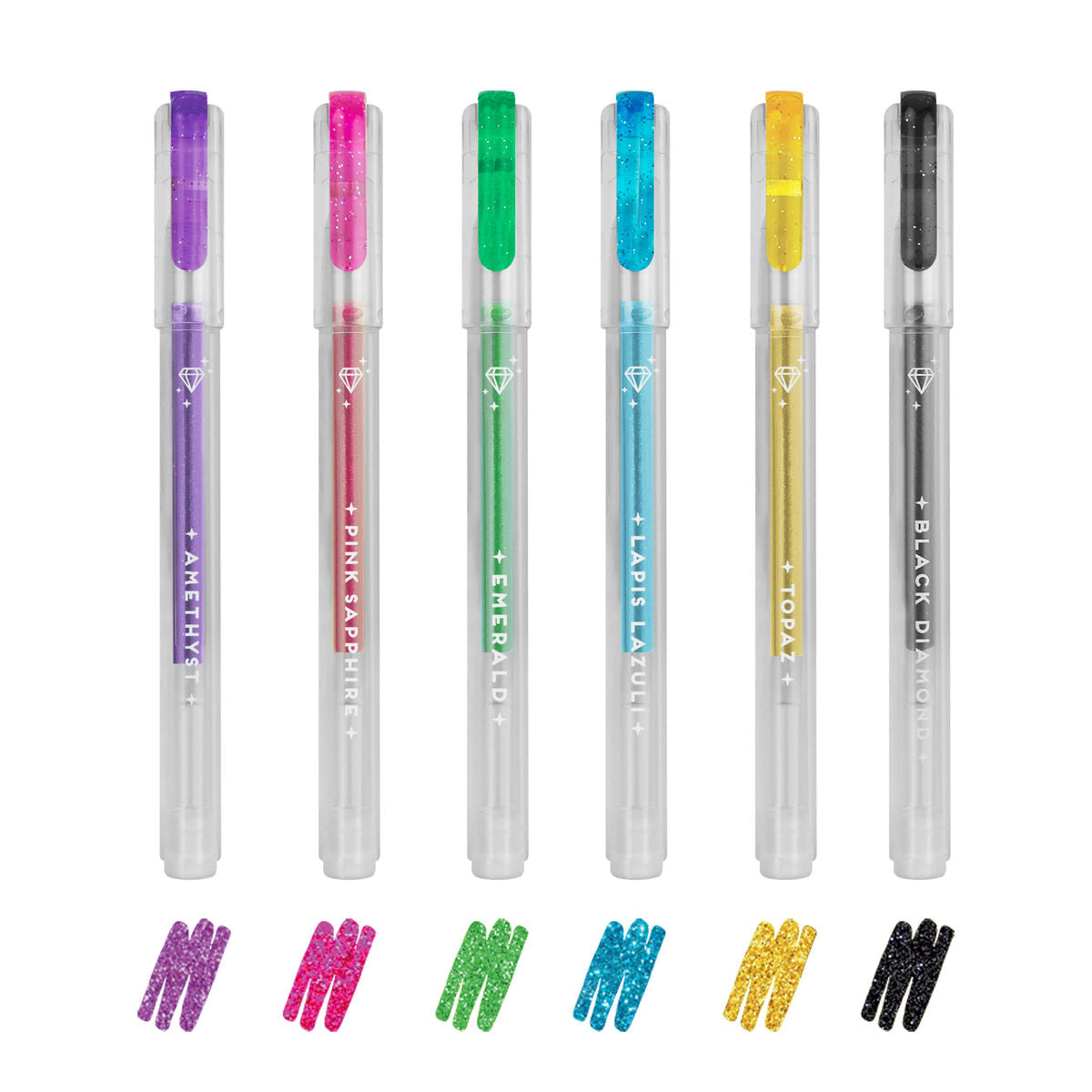 Back to School | Legami Set Of 6 Glitter Gel Pens Diamond Multicolour by Weirs of Baggot St