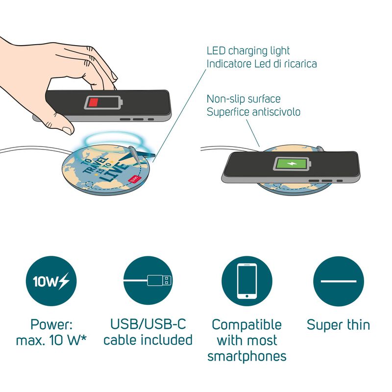 Tech | Legami Smartphone Wireless Charger Travel by Weirs of Baggot St