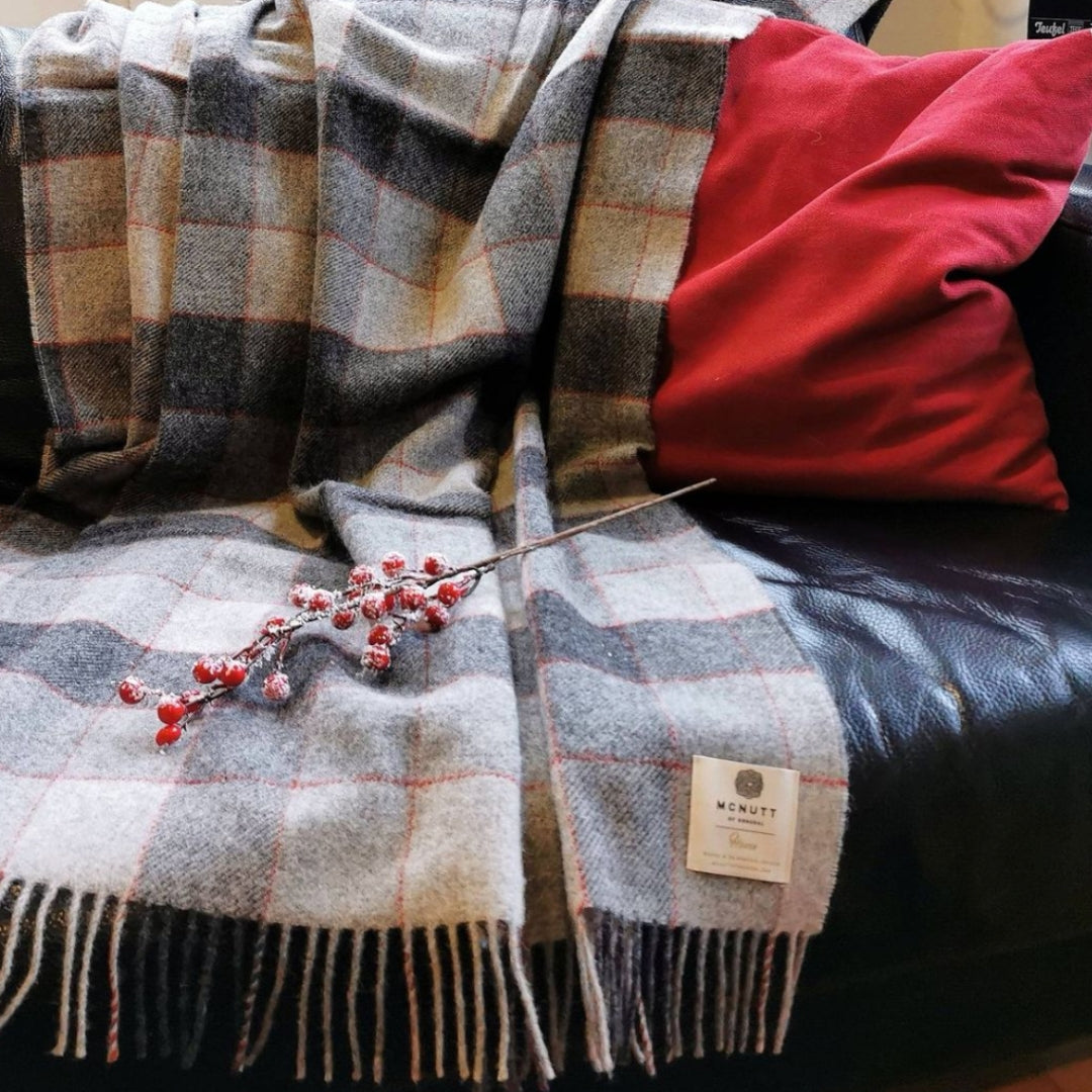 McNutt of Donegal | Lambswool Throw Coastal Check by Weirs of Baggot Street