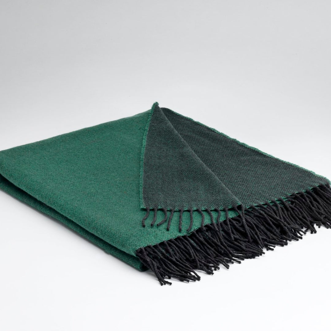 McNutt of Donegal | Lambswool Throw Emerald Reversible by Weirs of Baggot Street