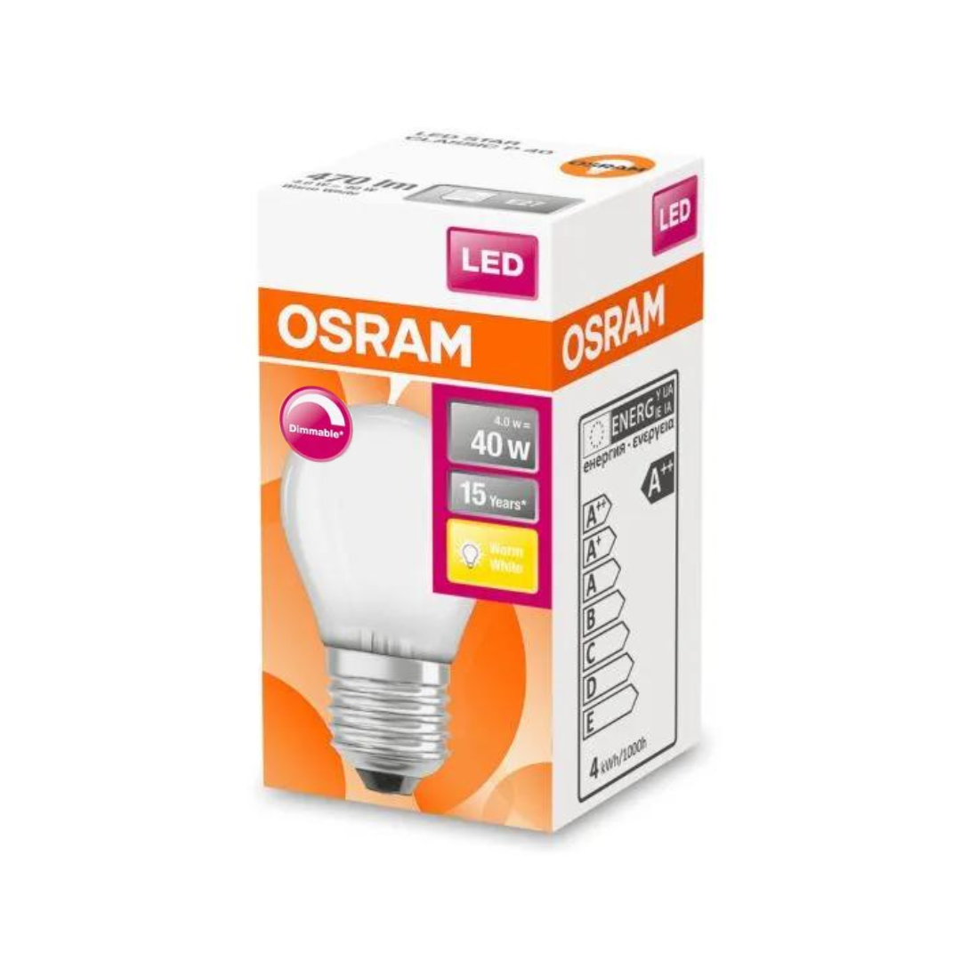 Osram Dimmable  LED Golfball Light Bulb - Frosted 40W (E27) Buy LED Light bulbs Online in Ireland with Weirs of Baggot St