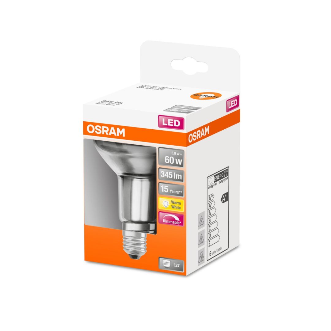 Osram Dimmable LED Superstar R80 Light Bulb - 60W (E27) Buy LED Light bulbs Online in Ireland with Weirs of Baggot St.