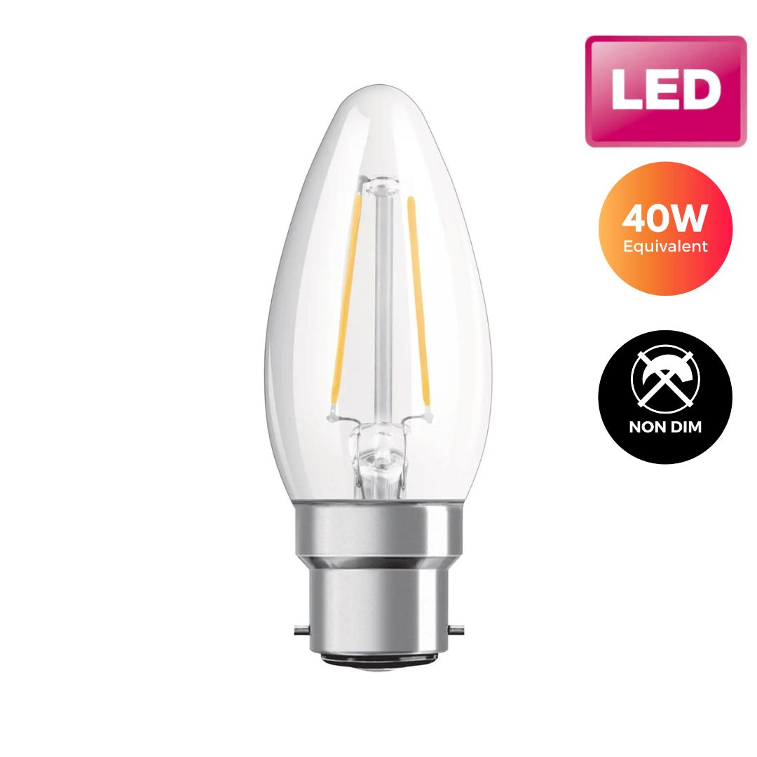 Osram LED Candle Light Bulb - Clear Filament 40W (E27)