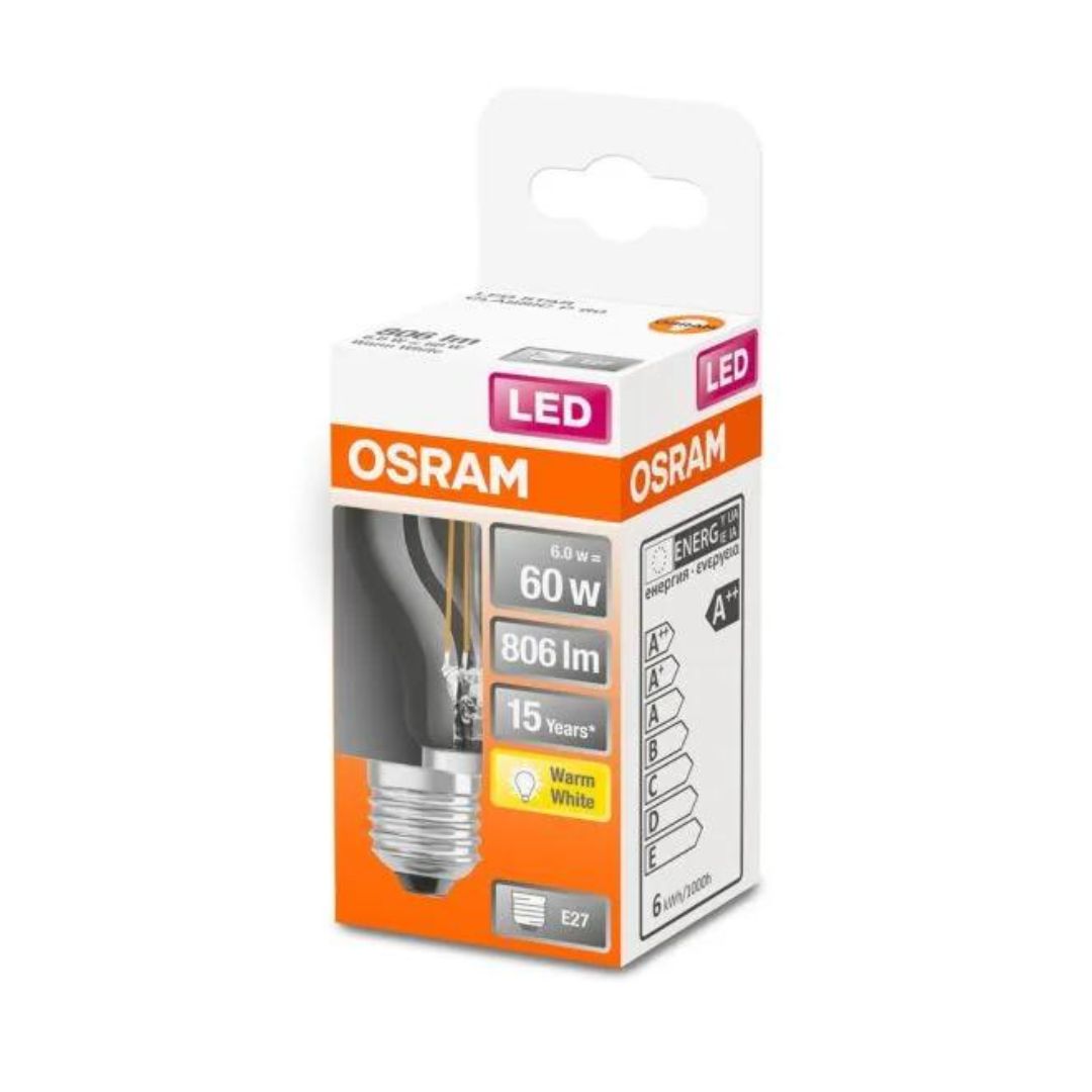 Osram LED GLS Light Bulb - Clear Filament 60W (E27) Buy LED Light bulbs Online in Ireland with Weirs of Baggot St.  (3)