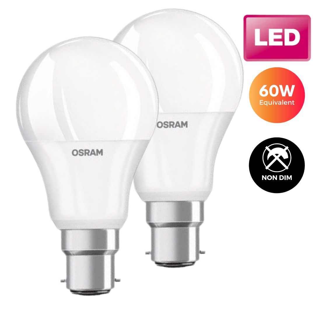 Osram LED GLS Light Bulb - Frosted 60W (B22d) Twin Pack Buy LED Light bulbs Online in Ireland with Weirs of Baggot St.