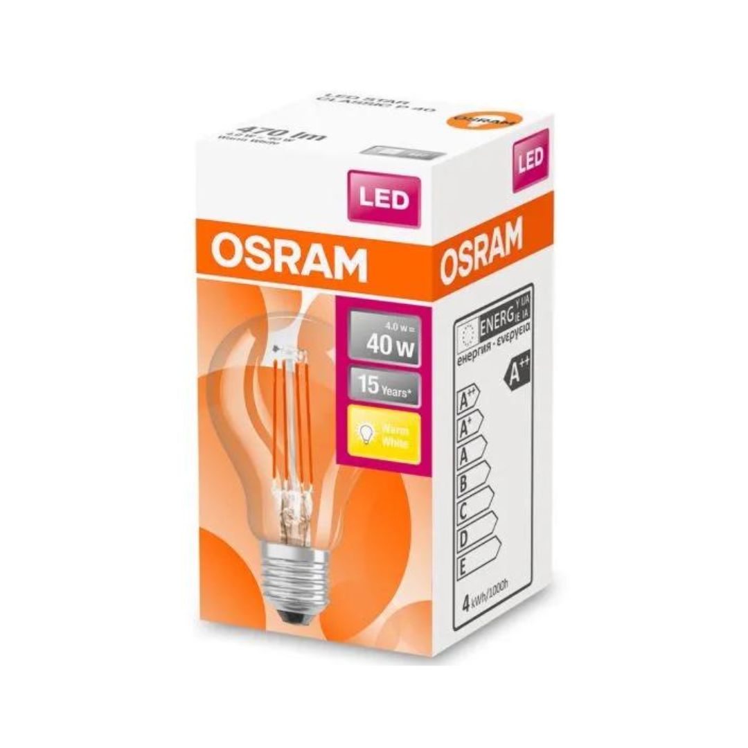 Osram LED Golfball Light Bulb - Clear Filament 40W (E27) Buy LED Light bulbs Online in Ireland with Weirs of Baggot St.
