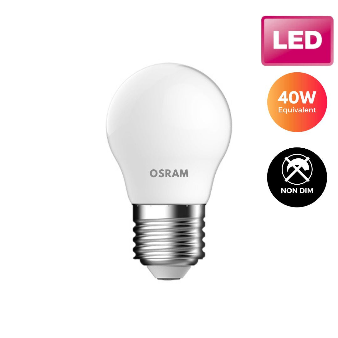Osram LED Golfball Light Bulb - Frosted 40W (E27) Buy LED Light bulbs Online in Ireland with Weirs of Baggot St