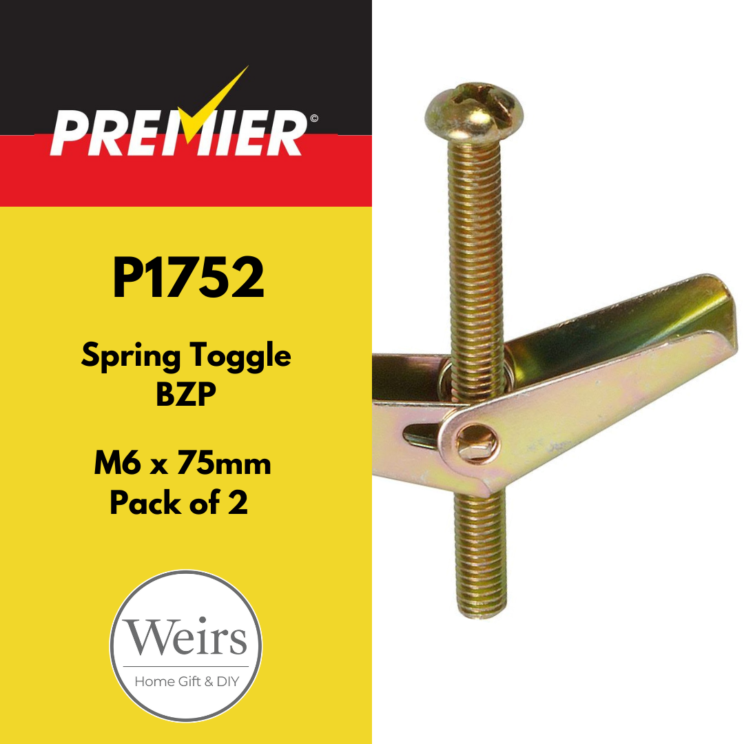 Nuts & Bolts | Premier Spring Toggle BZP M6 x 75 by Weirs of Baggot St