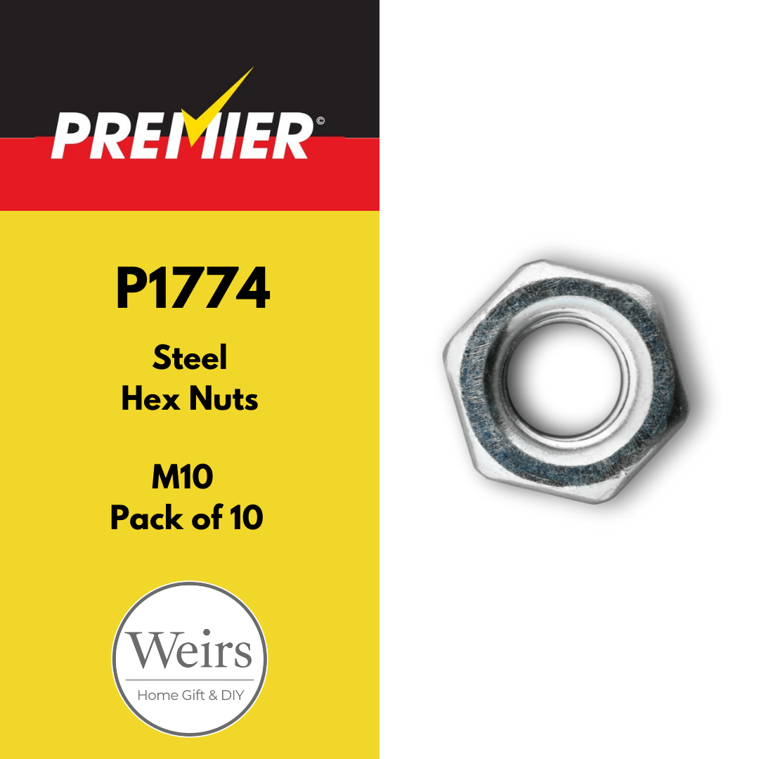 General Hardware | Premier Steel Hex Nuts M10 by Weirs of Baggot St