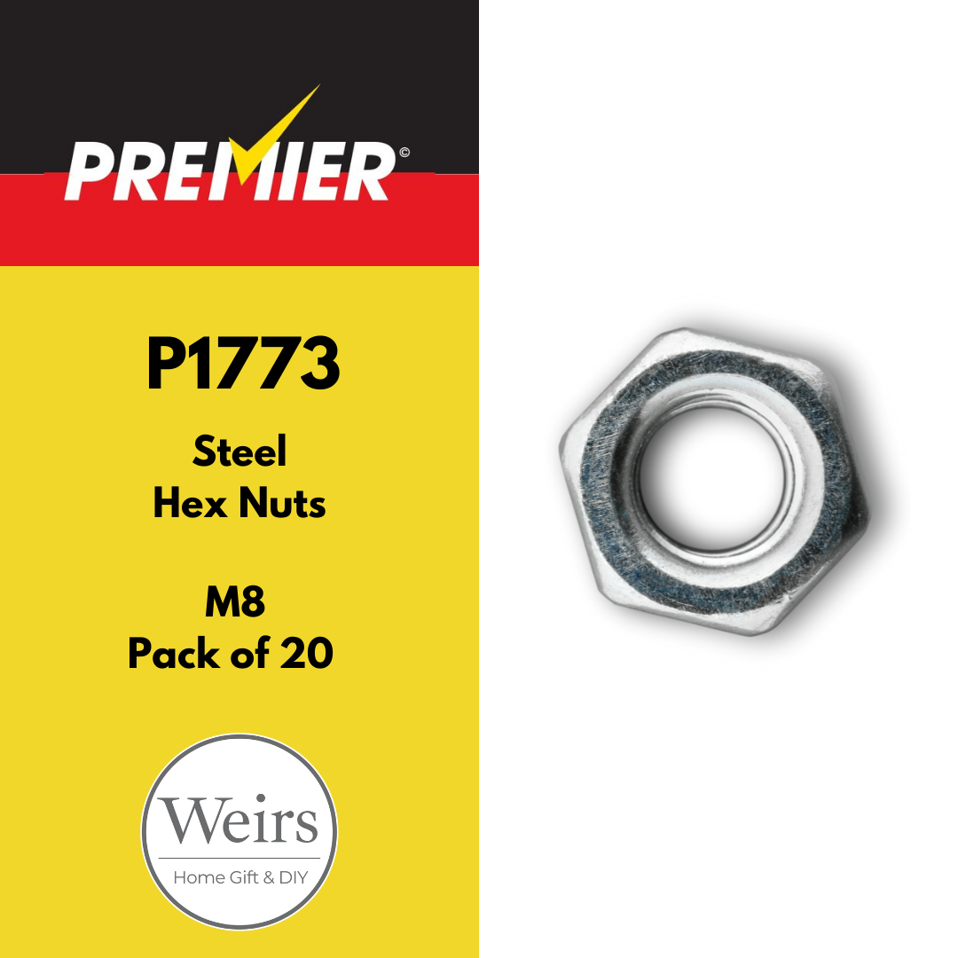 Nuts & Bolts | Premier Steel Hex Nuts M8 (20pk) by Weirs of Baggot St