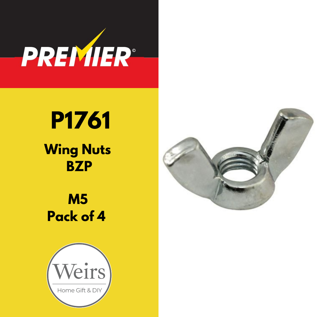 Nuts & Bolts | Premier Wing Nuts BZP M5 (4pk) by Weirs of Baggot St