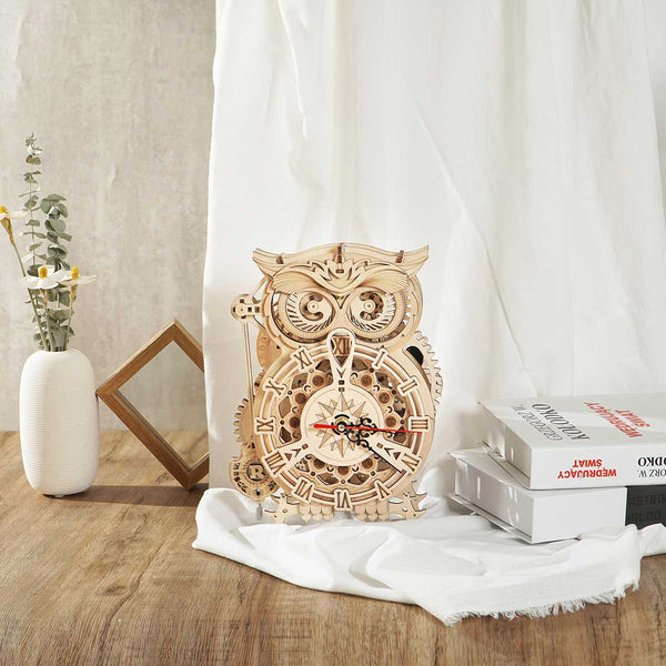 Robotime Owl Clock | Gifts for Him by Weirs of Baggot St