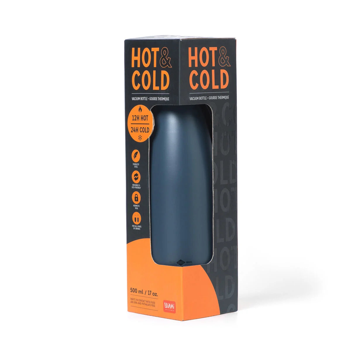 Fab Gifts | Legami Hot & Cold Vacuum Bottle Black 500mL by Weirs of Baggot Street
