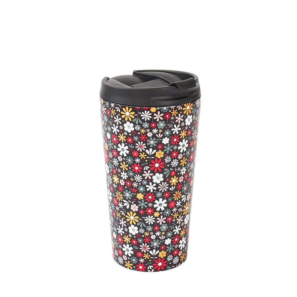 Sustainable Living | Eco Chic Black Ditsy Thermal Coffee Cup by Weirs of Baggot Street