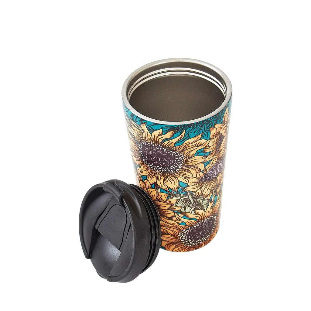 Sustainable Living | Eco Chic Teal Sunflower Thermal Coffee Cup by Weirs of Baggot Street