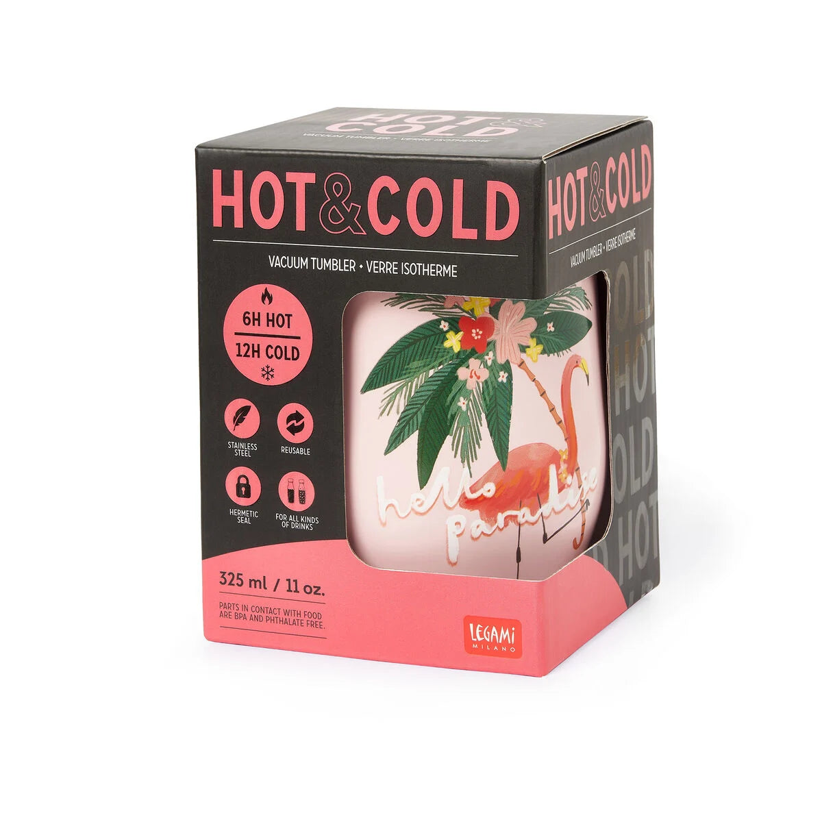 Fab Gifts | Legami Hot & Cold Vacuum Tumbler Flamingo by Weirs of Baggot Street