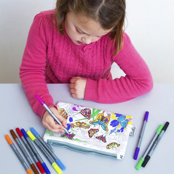 Eat Sleep Doodle Butterfly Pencil Case - Colour in & Learn