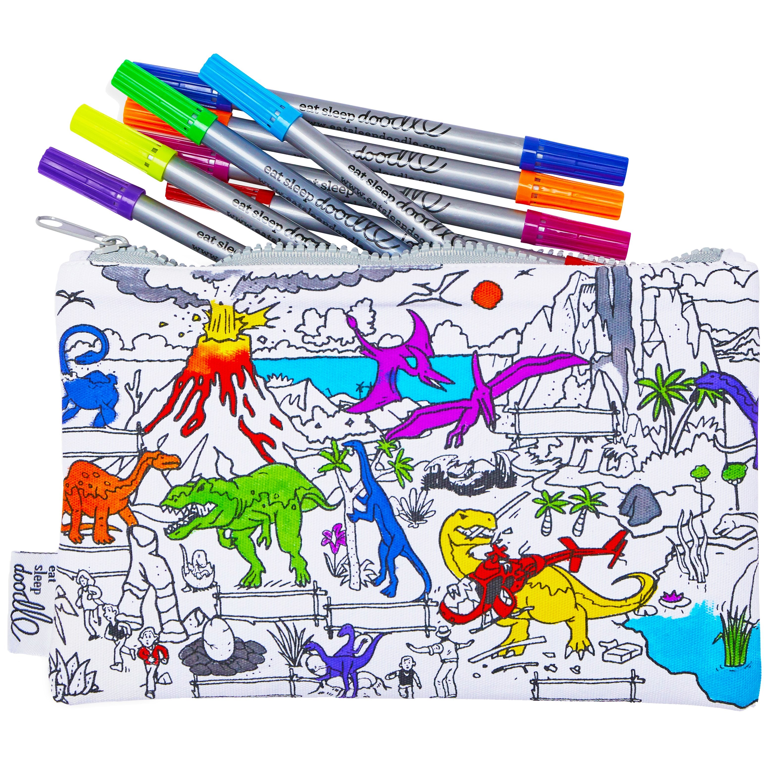 Eat Sleep Doodle Dinosaur Pencil Case - Colour in & Learn