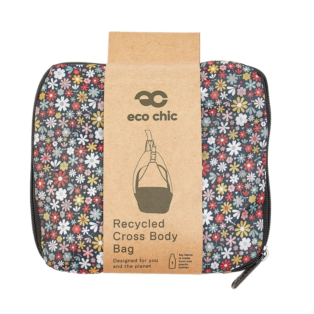 Sustainable Living | Eco Chic Black Ditsy Cross Body Bag by Weirs of Baggot Street