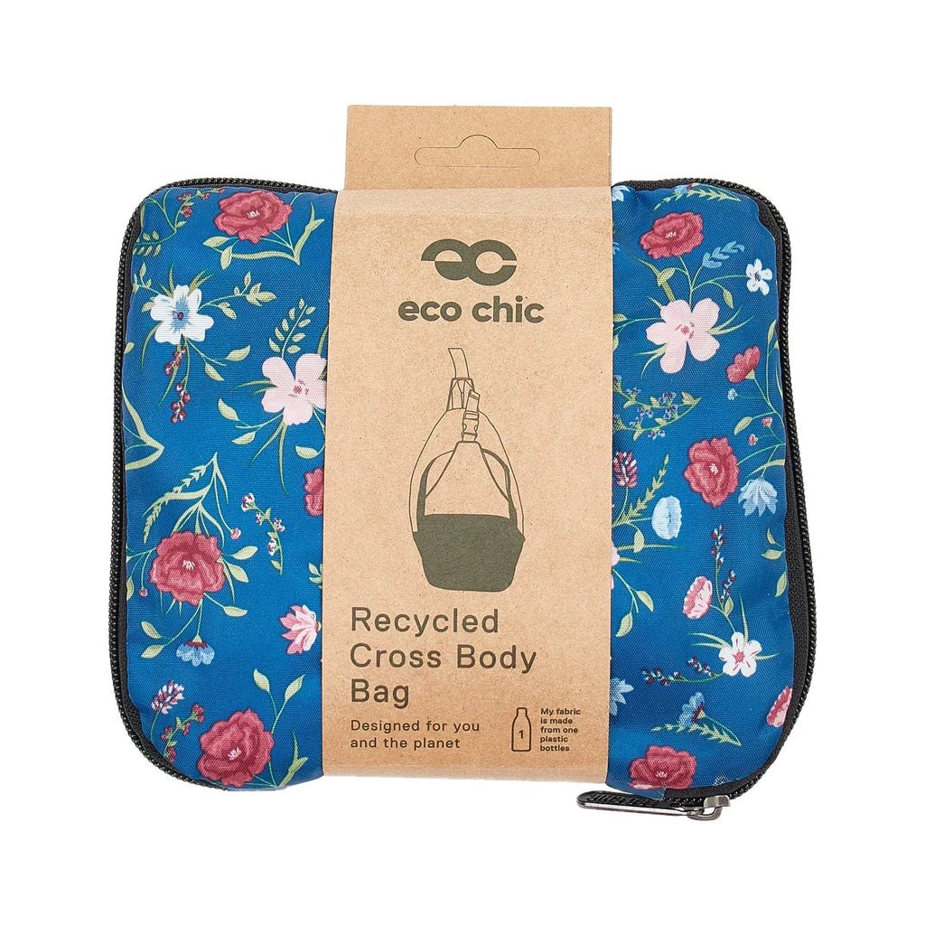 Sustainable Living | Eco Chic Navy Floral Cross Body Bag by Weirs of Baggot Street