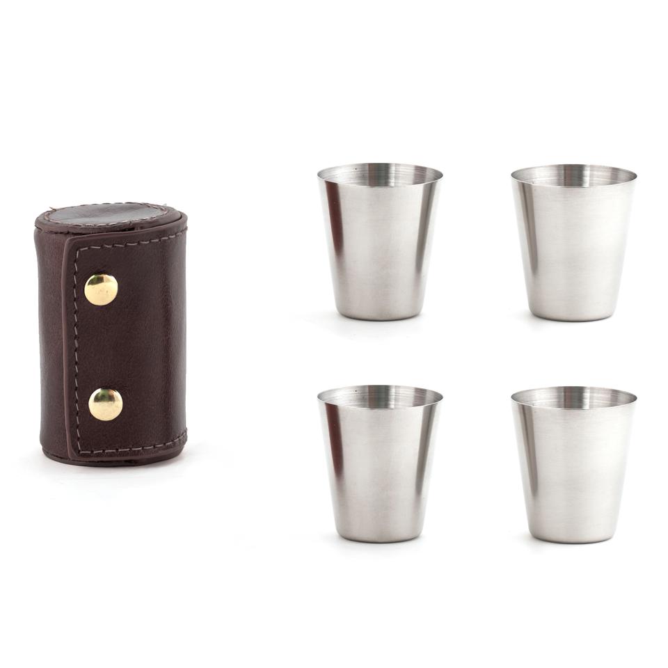 Fabulous Gifts | Kikkerland - Set Of 4 Shot Glasses W Leather Case by Weirs of Baggot Street